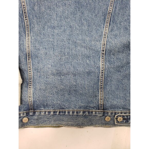 Levi Strauss Hybrid Sweatshirt-Style Hooded Original Denim Trucker Jacket Large - Picture 8 of 12